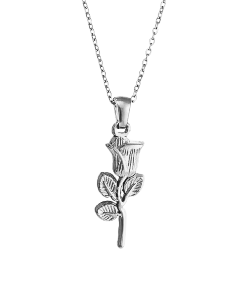 Rose Pendant Necklace - Silver