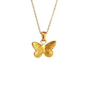 Butterfly Pendant Necklace - Gold