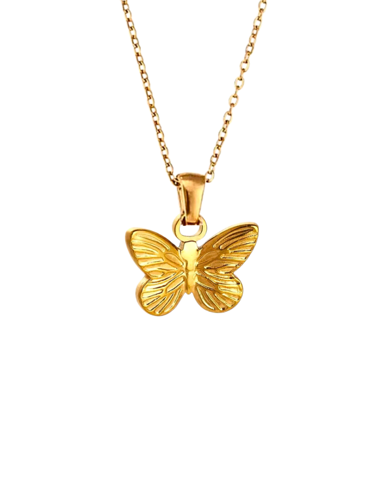 Butterfly Pendant Necklace - Gold