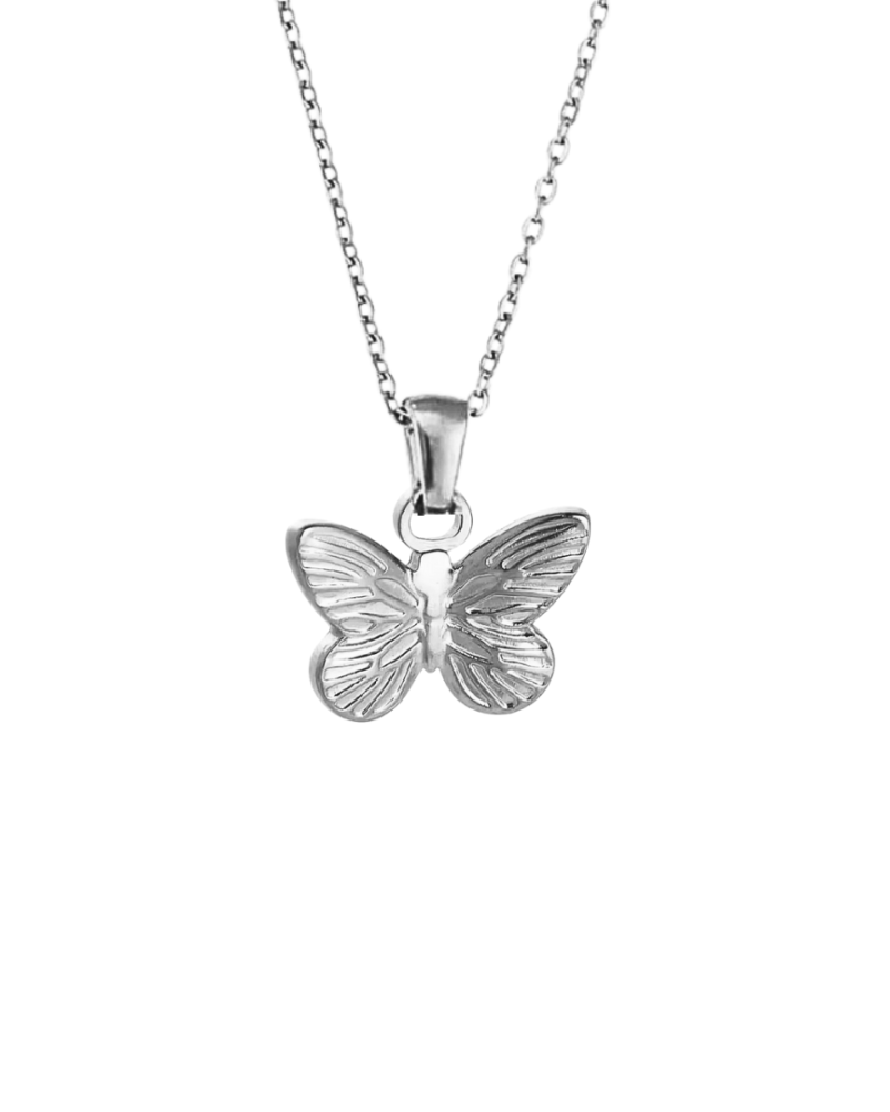 Butterfly Pendant Necklace - Silver