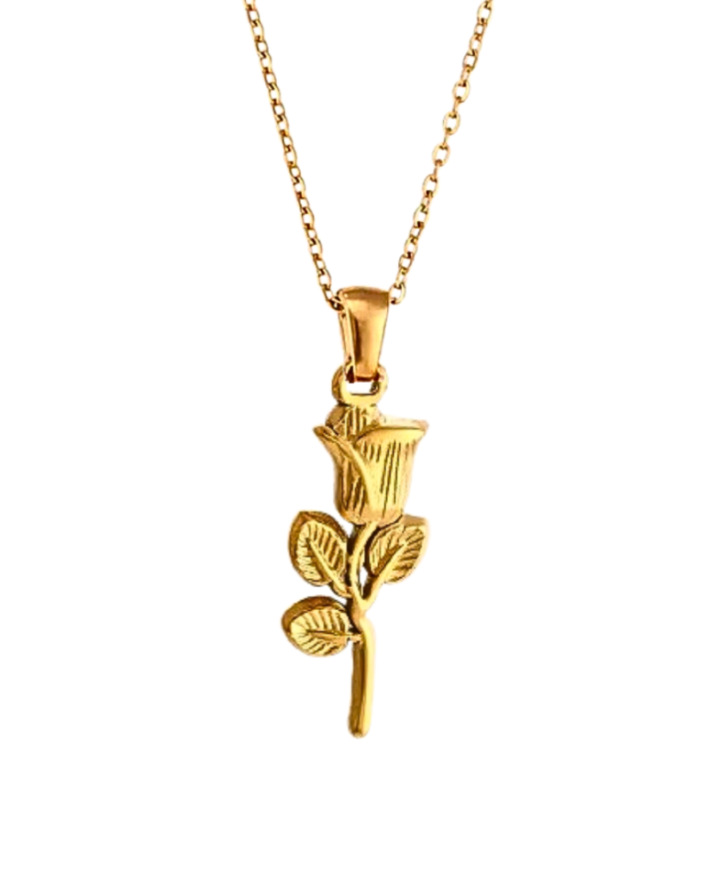 Rose Pendant Necklace - Gold